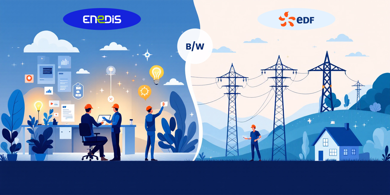 Illustration comparative des connexions électriques Enedis et EDF